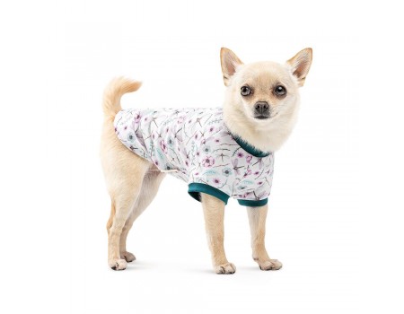 Футболка Pet Fashion Flora, для собак, бавовна, трикотаж, біла з квітковим принтом, XS