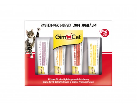 Бокс ювілейний з пастами GimCat PASTEN-PROBIERSET ZUM JUBILAUM для котів 60 г (4 шт х 15 г)