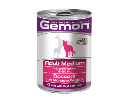  GEMON DOG Wet Chunks with Beef and Liver – Adult Medium консервы для средних пород кусочки говядины с печенью, 415г