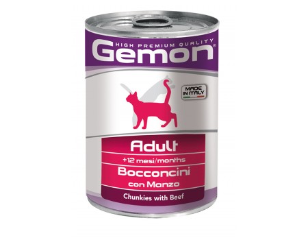 Gemon Cat Chunkies with Beef – Adult  консервы для  кошек кусочки говядины, 0,415 кг