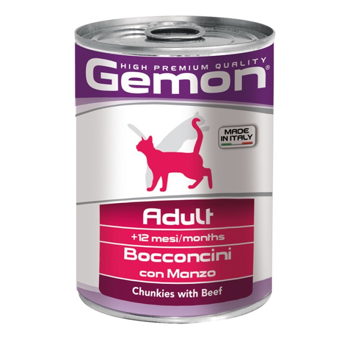 Gemon Cat Chunkies with Beef – Adult  консервы для  кошек кусочки говядины, 0,415 кг