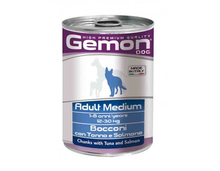 GEMON DOG Wet Chunks with Tuna and Salmon – Adult Medium консерви для дрібних порід шматочки тунця з лососем, 415г