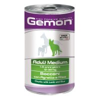 GEMON DOG Wet Chunks with Lamb and Rice – Adult Medium та консерви для середніх порід шматочки ягняти з рисом, 1.25 кг