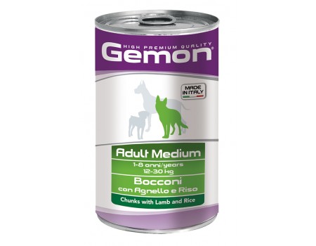 GEMON DOG Wet Chunks with Lamb and Rice – Adult Medium консерви для дрібних порід шматочки ягняти з рисом, 1.25 кг