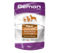 GEMON DOG Wet Chunkies with Wild Game – Adult паучі для собак шматочки..