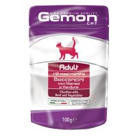 Gemon Cat WET Adult – паучі для кішок шматочки яловичини з овочами, 0,1 кг