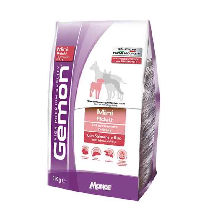 GEMON Mini Adult with Salmon & Rice полнорационный корм для взрослых собак мелких пород на основе лосося и риса, 20 кг