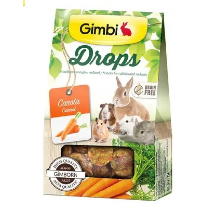 Лакомство GimBi для грызунов Дропсы с морковью, 50 г