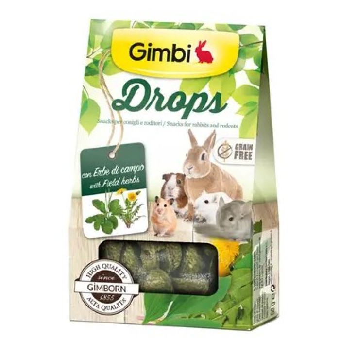Ласощі для гризунів GimBi дропси з травами, 50 г