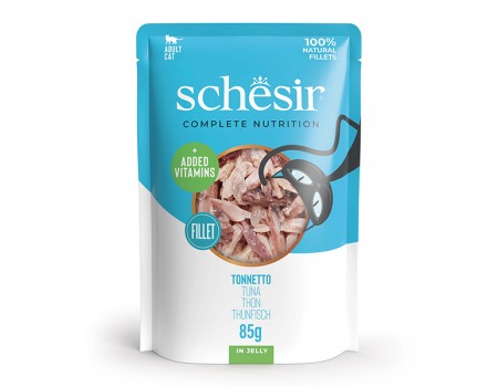 Schesir Tuna в желе – повнораціонний вологий корм для котів, пауч 85 г