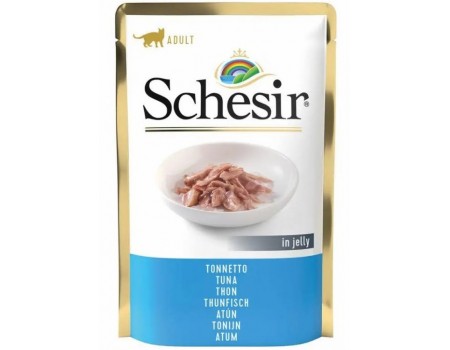Schesir Tuna ШЕЗИР ТУНЕЦ влажный корм натуральные консервы для кошек, тунец в желе, пауч 85 г .