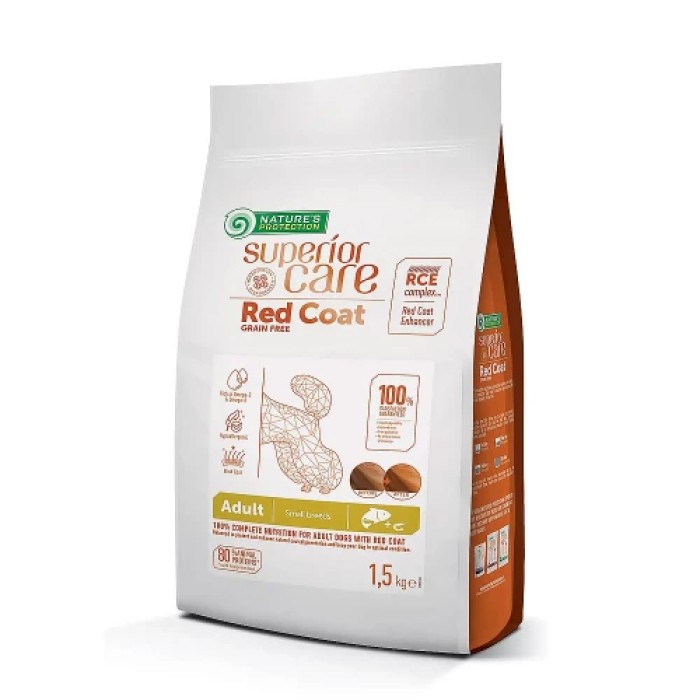 Сухой корм Nature's Protection Red Coat Mini Breed для собак мелких пород с рыжей шерстью, с лососем, 1.5 кг