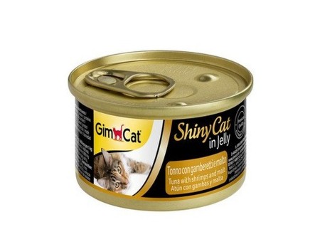 Консервы Gimpet Shiny Cat для кошек тунец, креветки и мальт 70г