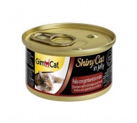 Консервы Gimpet Shiny Cat для кошек курица, креветки и мальт 70г..