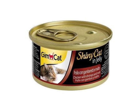 Консервы Gimpet Shiny Cat для кошек курица, креветки и мальт 70г
