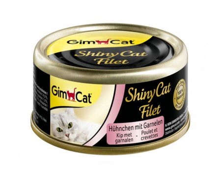 Консервы Gimpet Shiny Cat Filet для кошек курица и креветки 70г