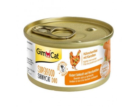 Консерви Gimpet Shiny Cat Superfood для кішок курка та морква 70г