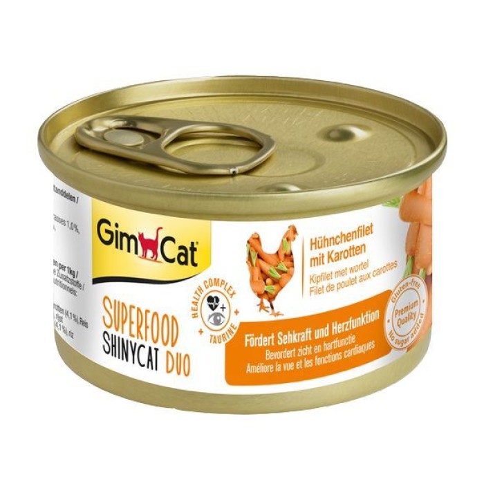 Консерви Gimpet Shiny Cat Superfood для кішок курка та морква 70г