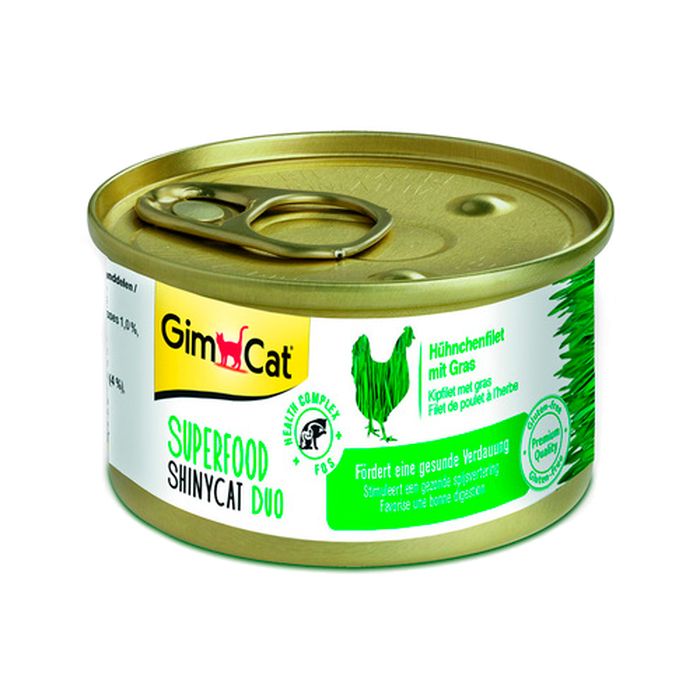 Консерви Gimpet Shiny Cat Superfood для кішок курка з травою 70г