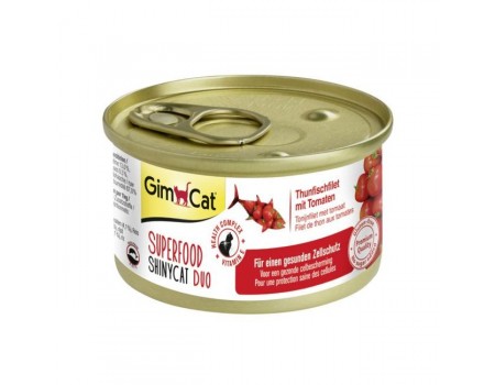 Консервы Gimpet Shiny Cat Superfood для кошек тунец и помидор 70г