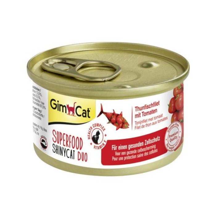 Консерви Gimpet Shiny Cat Superfood для кішок тунець та помідор 70г