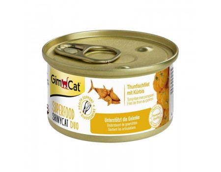 Консервы Gimpet Shiny Cat Superfood для кошек тунец и тыква 70г