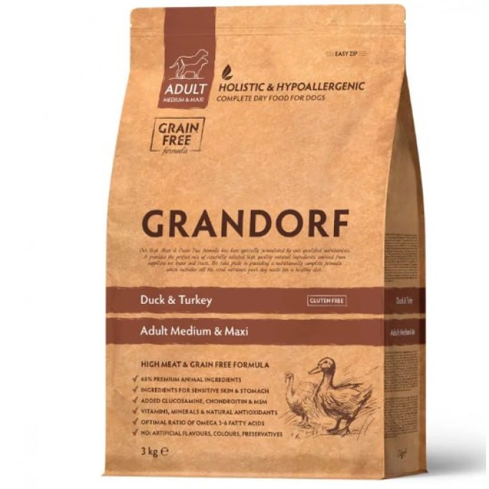 Grandorf DUCK&TURKEY MEDIUM&MAXI - Грандорф сенситив утка/индейка для собак, 1 кг