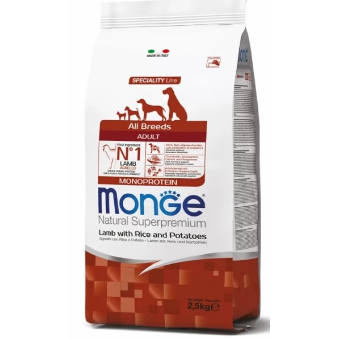 MONGE SPECIALITY LINE PUPPY&JUNIOR ALL BREEDS LAMB AND RICE Корм з ягнятком з рисом для цуценят всіх порід, 0,8 кг