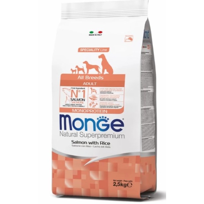 MONGE SPECIALITY LINE ALL BREEDS ADULT SALMONE AND RICE Корм із лососем та рисом для дорослих собак усіх порід, 15 кг