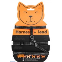 ШЛЕЯ "DOG EXTREME" НЕЙЛОНОВАЯ ДЛЯ КОТОВ С ПОВОДКОМ (ШИРИНА 10ММ, А:20-30СМ, В:25-40СМ, ДЛИНА 110СМ), ЧЕРНЫЙ