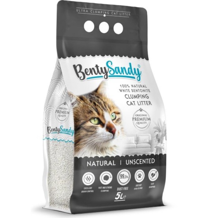 Бентонитовый наполнитель Benty Sandy, 5 л 0,6-2,38 мм, без аромата