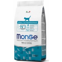 MONGE SUPER PREMIUM KITTEN полноценный сбалансированный рацион для котят в возрасте от 1 до 12 месяцев с курицей, 1,5 кг