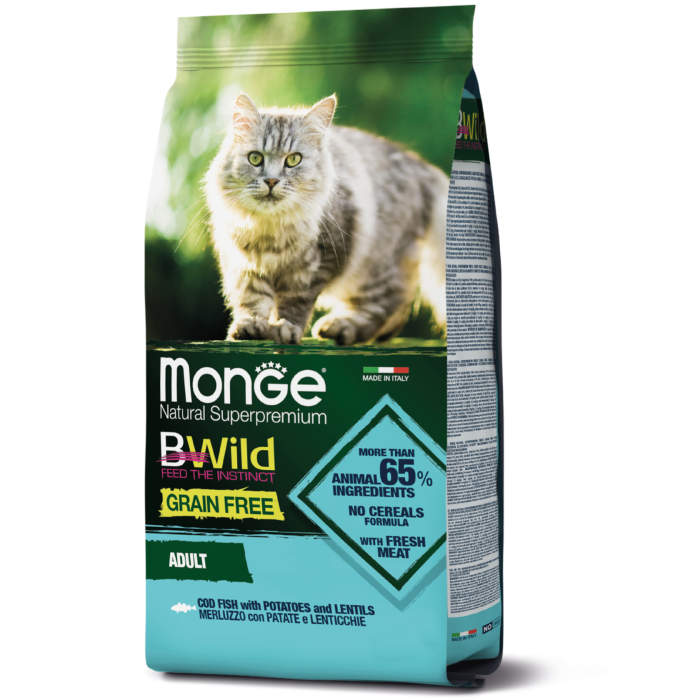 Monge Cat Bwild Gr.Adult with Cod Fish - корм Монже з тріскою для дорослих котів, 1.5 кг
