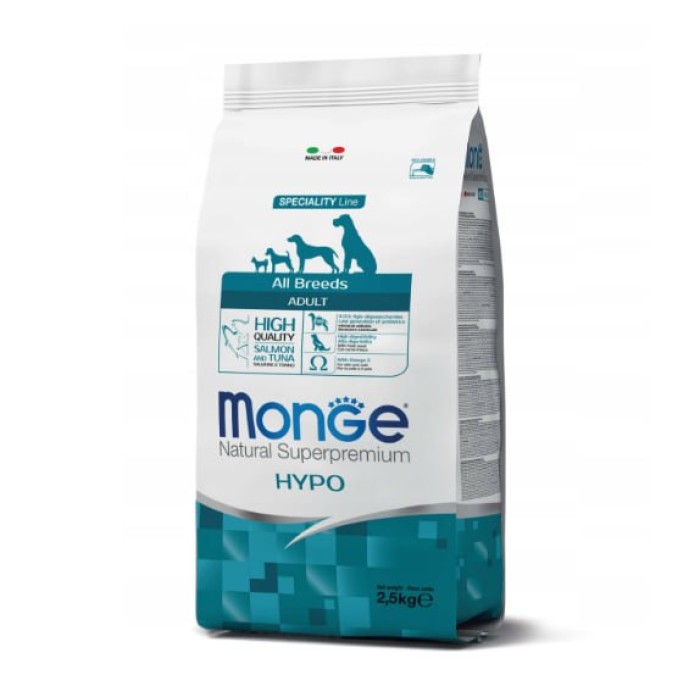 MONGE SPECIALITY LINE ALL BREEDS ADULT HYPOALLERGENIC SALMONE & TUNA Гіпоалергенний корм з лососем та тунцем для дорослих собак усіх порід, 2,5 кг