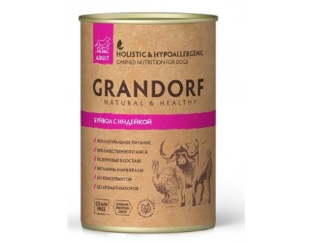 Консерва Grandorf для собак з м'ясом буйвола та індички 400 г