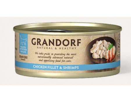 Консервы  Grandorf для котов с куриной грудкой и креветками- Chicken Breast & Shrimps, 70 г