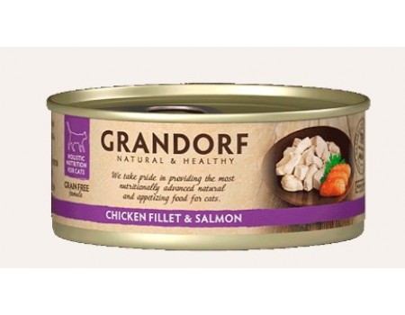 Консервы  Grandorf для котов с куриной грудкой и лососем- Chicken Breast & Salmon 70 г