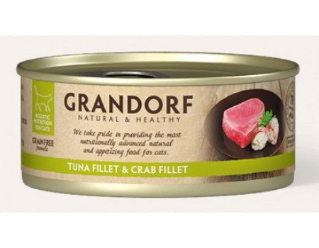 Консервы  Grandorf для котов с филе тунца и краба- Tuna Fillet & Crab Fillet, 70 г