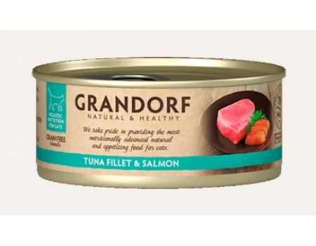 Консервы  Grandorf для котов с тунцом и лососем - Tuna Fillet & Salmon 70 г