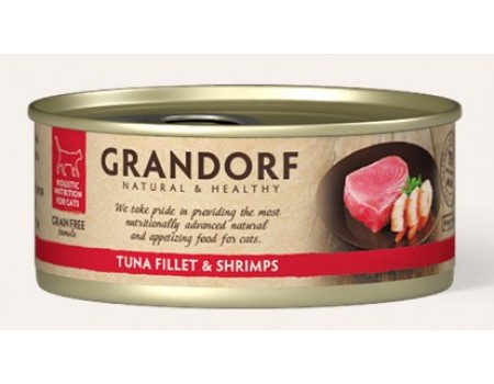 Консерви Grandorf для котів з філе тунця та креветками- Tuna Fillet & Shrimps, 70 г