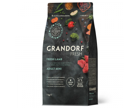 Сухой корм Grandorf FRESH LAMB & SWEET POTATO, для собак малых пород, с ягненком и бататом, 1 кг