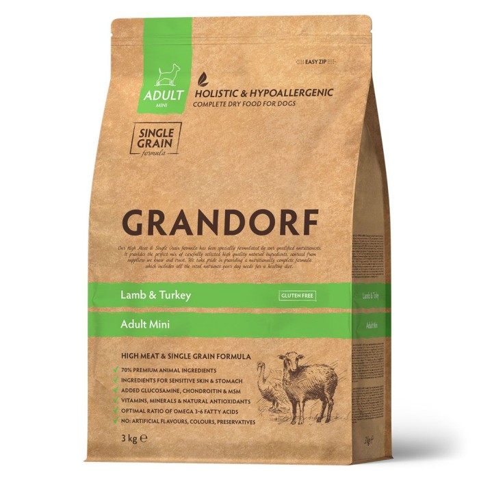 Grandorf Lamb&Turkey Mini - Грандорф Сухой корм с ягненком/индейкой для мини пород с 1го года 3 КГ