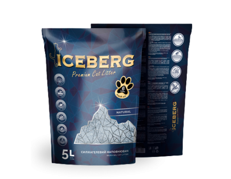 ICEBERG - Наполнитель силикагелевый для кошачьего туалета, НЕАРОМАТИЗИРОВАННЫЙ, 5 л