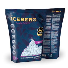 ICEBERG - Наполнитель силикагелевый для кошачьего туалета, с ароматом лаванды, 10 л.