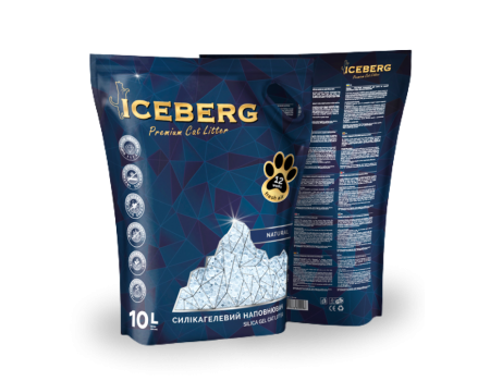 ICEBERG - Наповнювач силікагелевий для котячого туалету , НЕАРОМАТИЗОВАНИЙ, 10 л