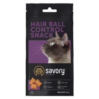 Ласощі для заохочення котів Savory Snack Hair-ball Control, подушечки для контролю утворення шерстяних грудочок, 60 г