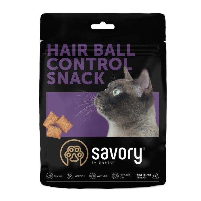 Savory Cats Snacks Pillows Hairball Control хрумкі подушечки для виведення шерсті для котів 180 г