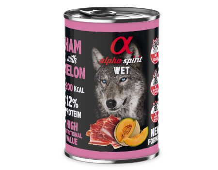 Полнорационный влажный корм Alpha Spirit Ham With Melon, для взрослых собак, свинина и дыня, 400 г