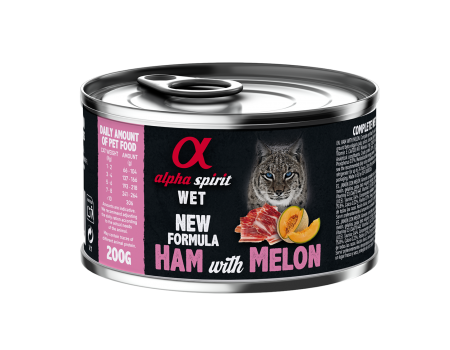 Повнораціонний вологий корм Alpha Spirit Ham With Melon, для дорослих котів, свинина та диня, 200 г