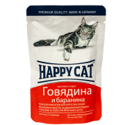 Влажный корм Happy Cat 100гр Rind Lamm in Sosse шматочки в cоусі з яло..